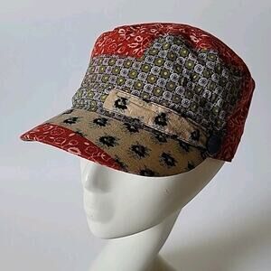 Jeanne Simmons Softshell Cotton Patchwork Flat Cap Boho Casual Hippie Retro